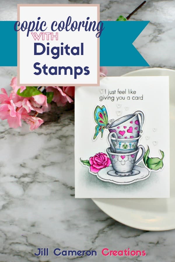 Copic Coloring with Digital Stamps #copic #digitalstamp #handmade #card