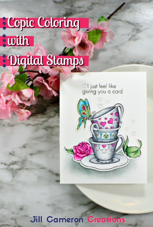 Copic Coloring with Digital Stamps #copic #digitalstamps #handmade #cards