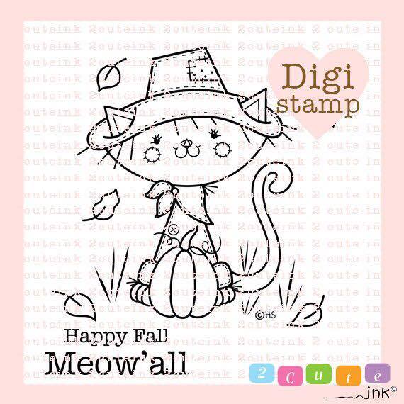 Scarecrow Cat Digital Stamp from 2 Cute Ink