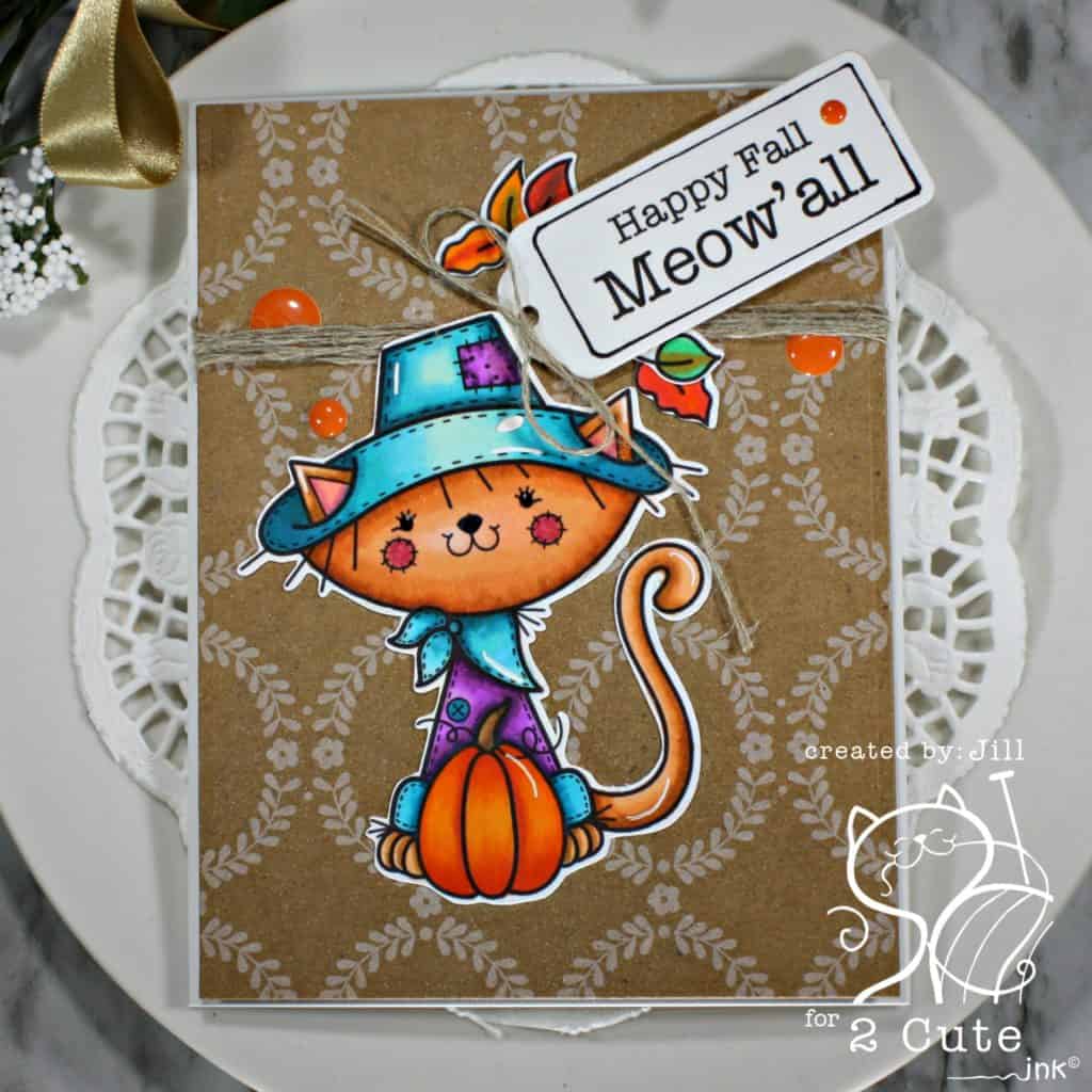 Copic Coloring - 2 Cute Ink Scarecrow Cat Digital Stamp