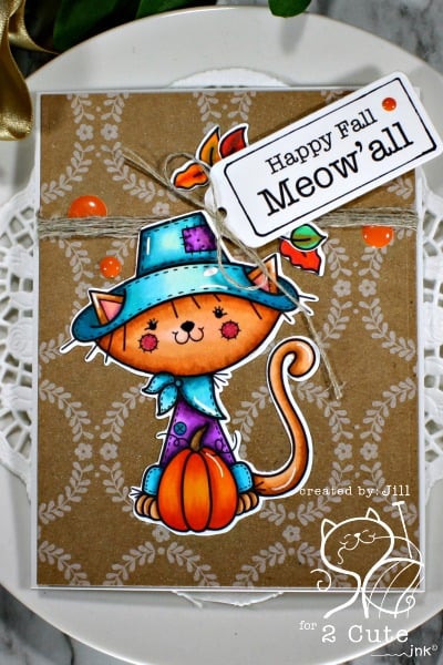 Copic Coloring: 2 Cute Ink Scarecrow Cat Digi Stamp