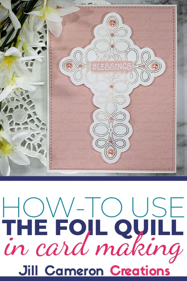 Foil on a card is so beautiful! But adding it can be well a pain. The new Foil Quill by We R Memory Keepers has changed the foiling game! Check out how I created a beautiful element for my card. #handmadecards #foilquill #diycards