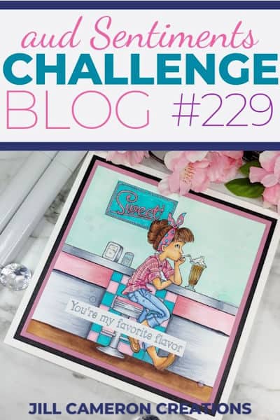 I am on the Design team for the Aud Sentiments Challenge Blog. This week's theme is Anything Goes! Click to read more about how I created this amazing card using a digital stamp from The Paper Shelter. #copic #copiccoloring #digitalstamp