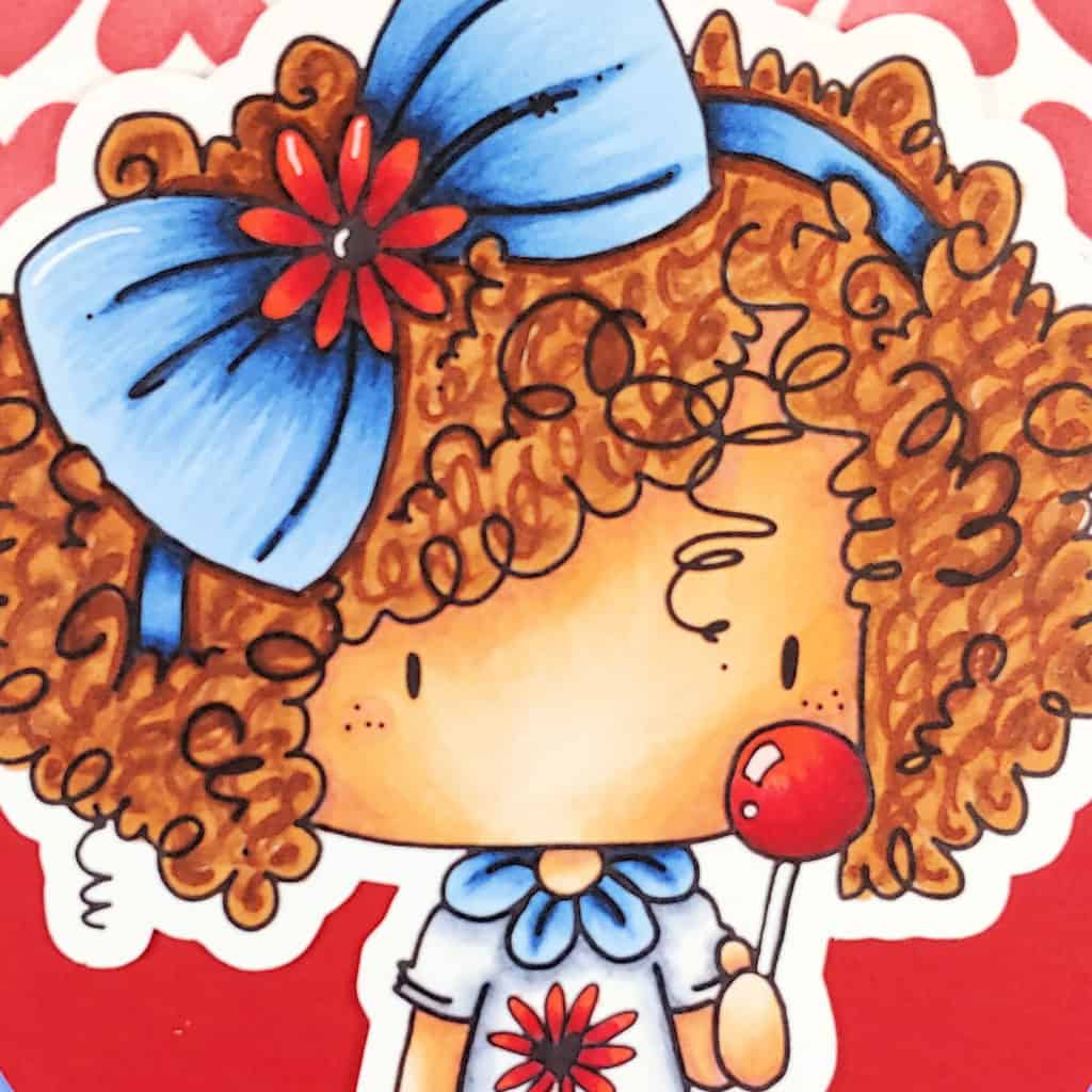 Close up of copic colored curly hair.