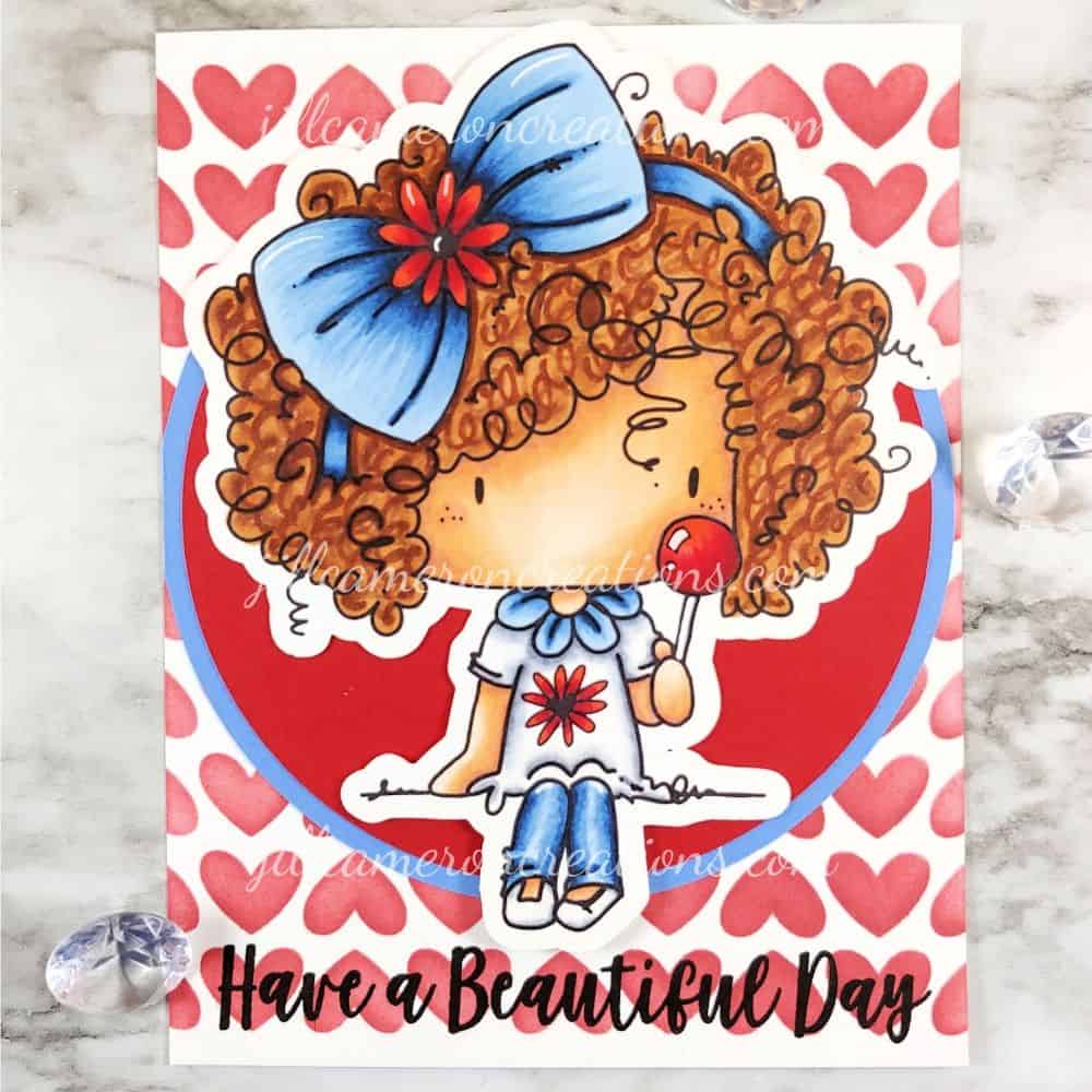 Copic coloring curly hair is so much easier than coloring straight hair.  It looks like a hot mess until it's finished.  Find out easy Copic coloring curly hair is, just click the link. #copic #digistamp #handmadecard #silhouette #cricut