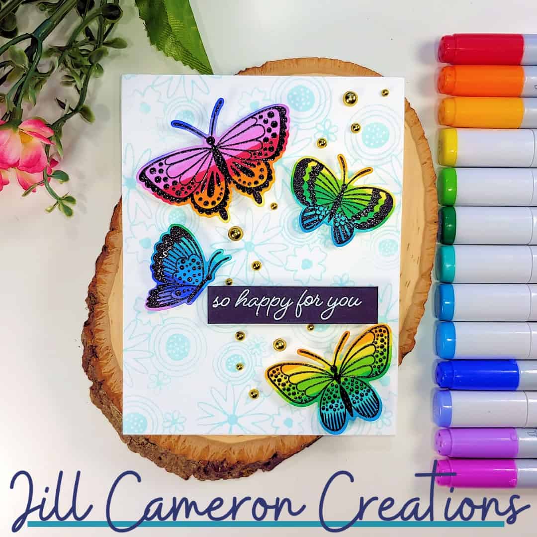 Black & Rainbow Butterflies with Copic Markers – Jill Cameron Creations