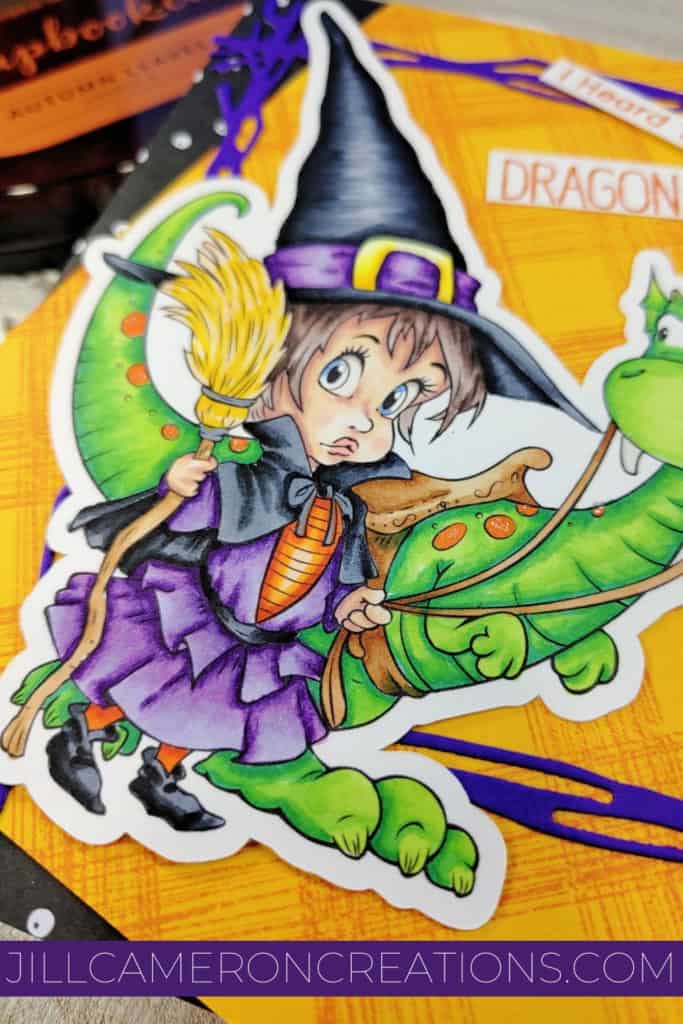 Copic Coloring fabric texture with The Paper Shelter's the Little Witch and her Dragon