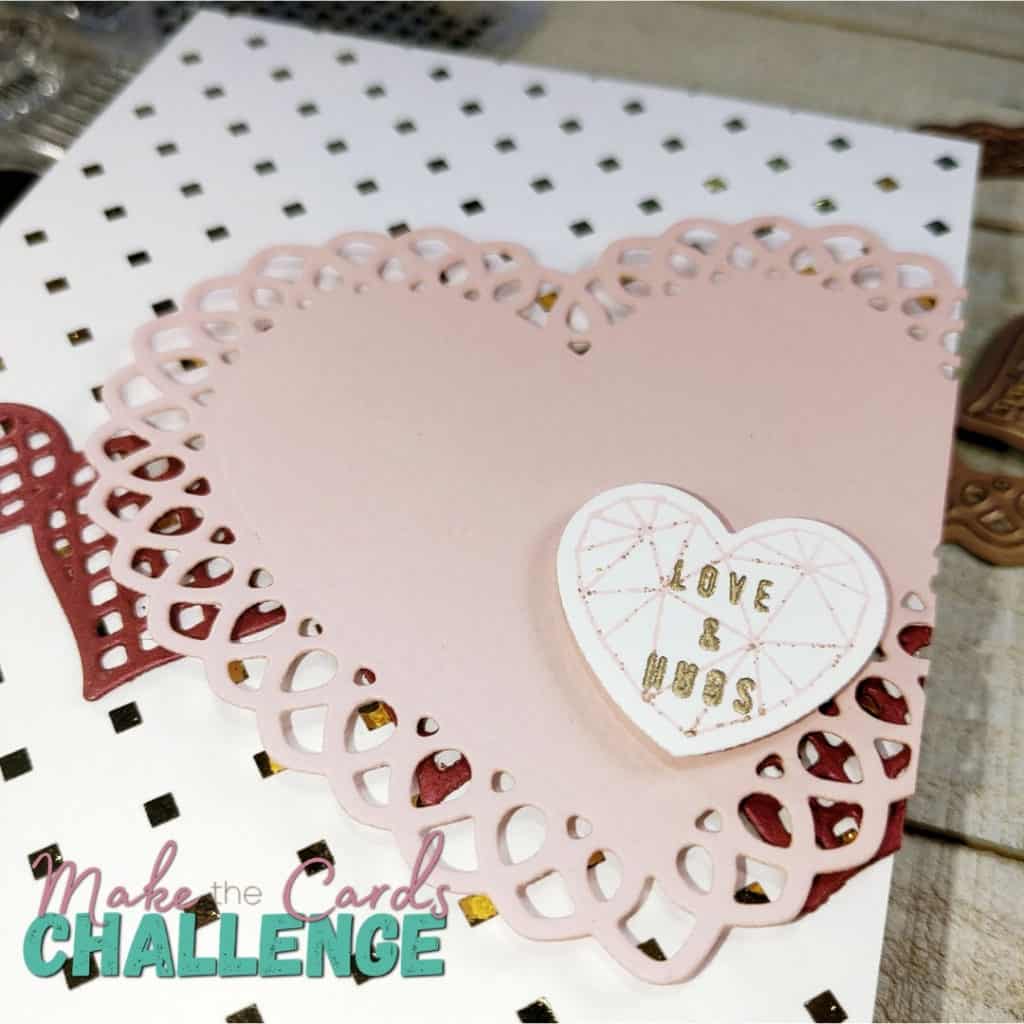 Today we are making an adorable Valentine's Day card inspired by the new challenge from Make the Cards Challenge.  Make the Cards Challenge is a brand new weekly challenge blog for card makers.  There's a new and different challenge every week.  It includes sketch challenges, color challenges, theme challenges, and more.  The design team is amazing and I can't wait for you to see the amazing cards they designed.  #makethecardschalleng #mtcc #mtccdesignteam
