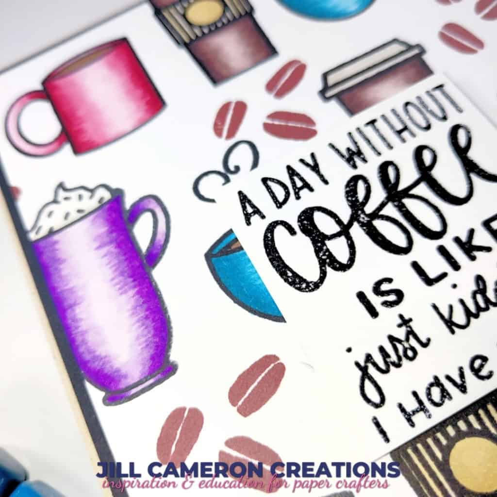 Small Stamp Background with Sweet n Sassy Coffee Talk Make the Cards Challenge Coffee or Tea