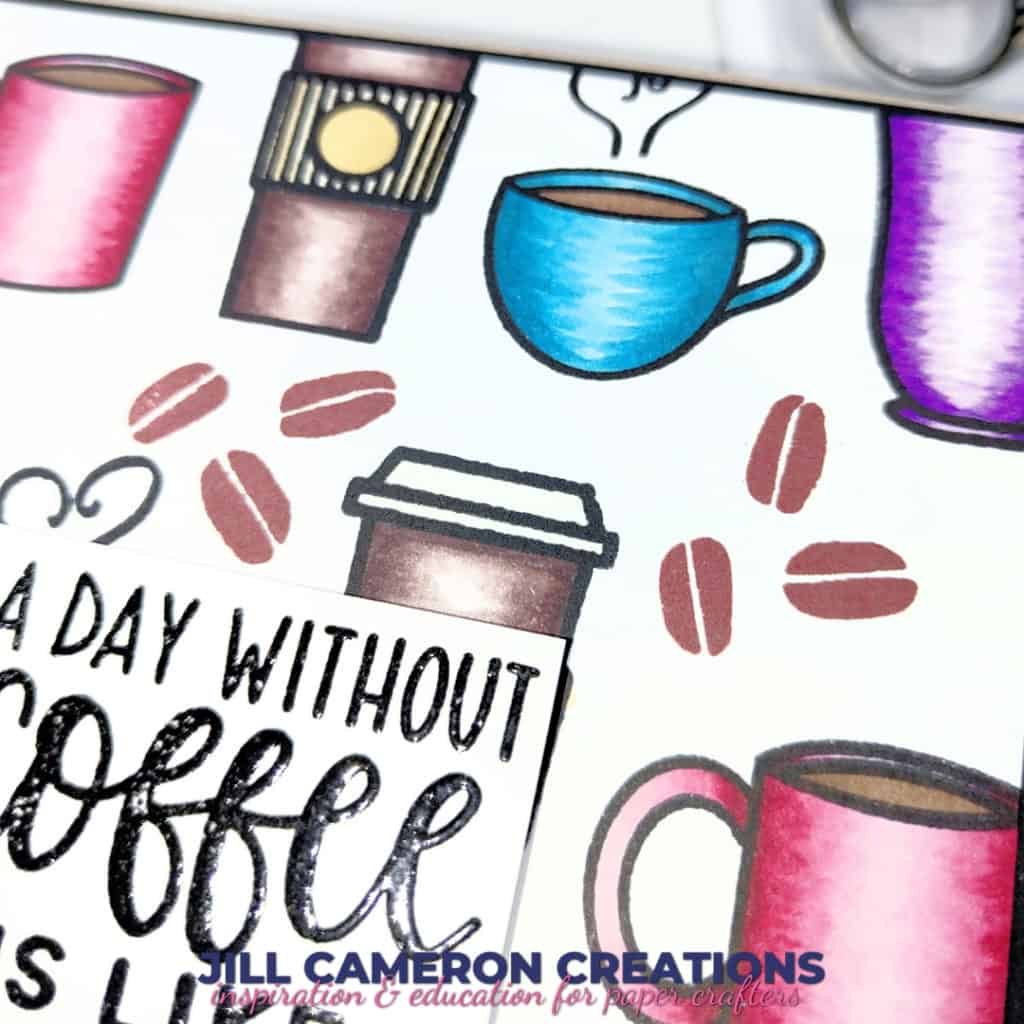 Small Stamp Background with Sweet n Sassy Coffee Talk Make the Cards Challenge Coffee or Tea