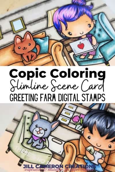 Copic Coloring Scene Card with The Greeting Farm Digis