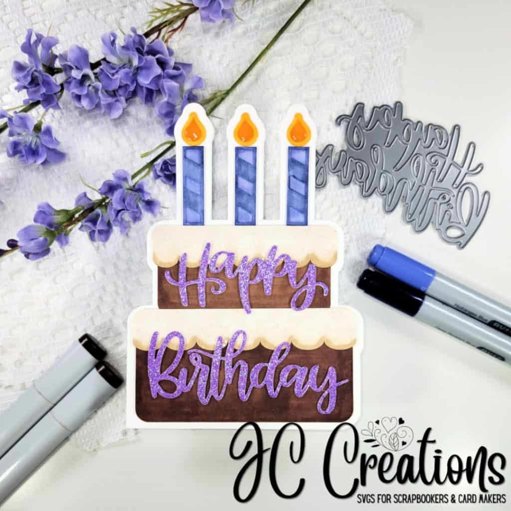 Birthday Cake SVG Shaped Card 