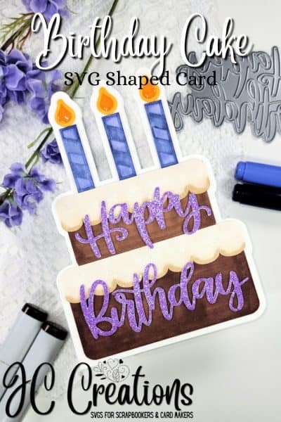 Birthday Cake SVG Shaped Card (400 x 600 px)